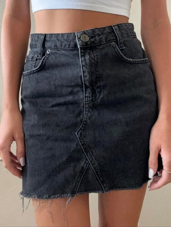 BDG Dresses & Skirts - BDG Urban Outfitters High-rise Black Denim Distressed Mini Skirt Size Med